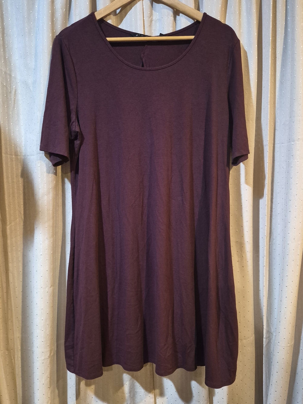 H by Halston Plum Purple A-Line Swing T-Shirt Dress - Size Large Petite LP